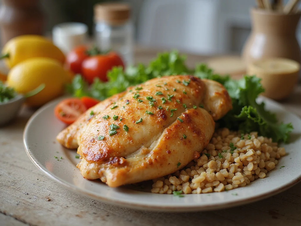 100 grams chicken breast in a balanced meal setting
