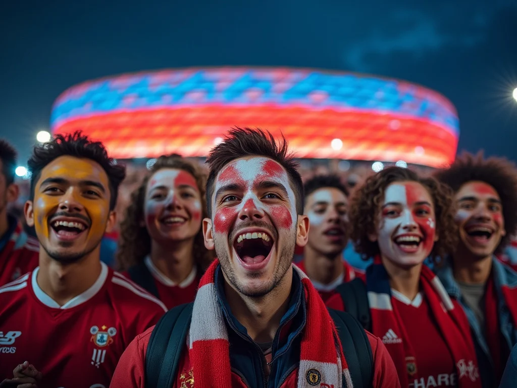 Excited fans at Allianz Arena for איפה גמר ליגת האלופות 2025