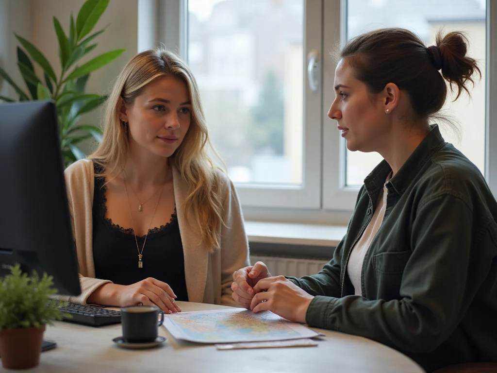 Two individuals discussing locating Bislach military base online