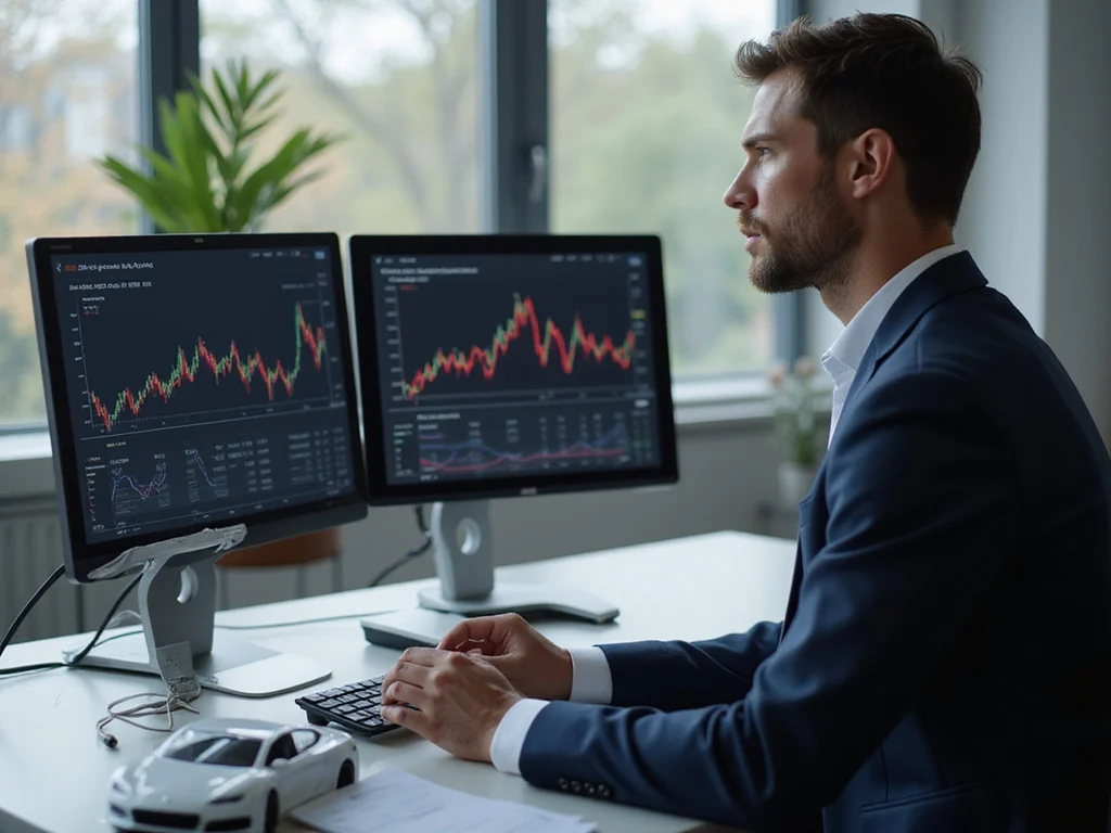 Tesla management analyzing stock market fluctuations