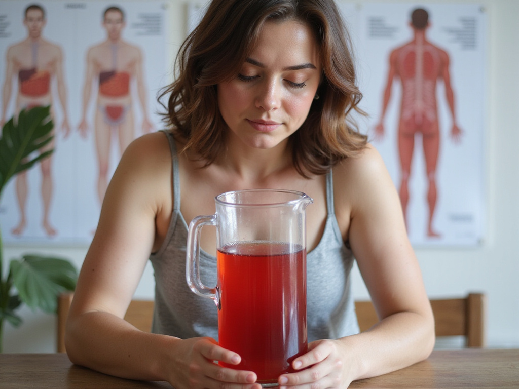 Adult analyzing blood volume in body with medical chart background