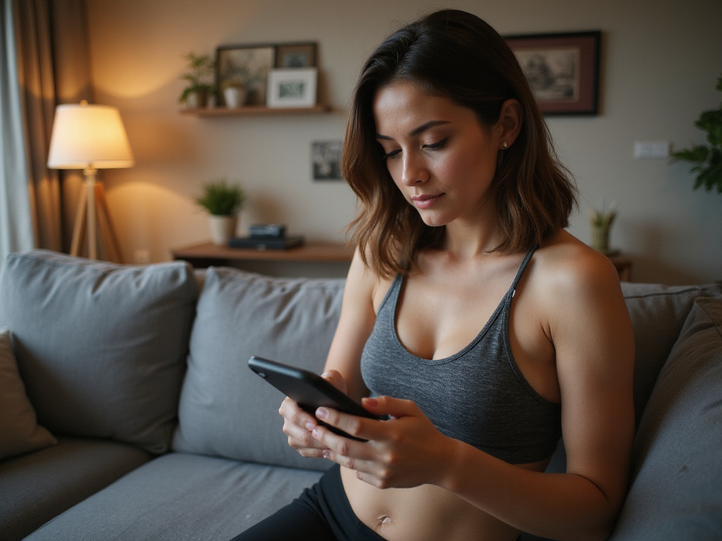 Health-conscious individual calculating BMI through smartphone app