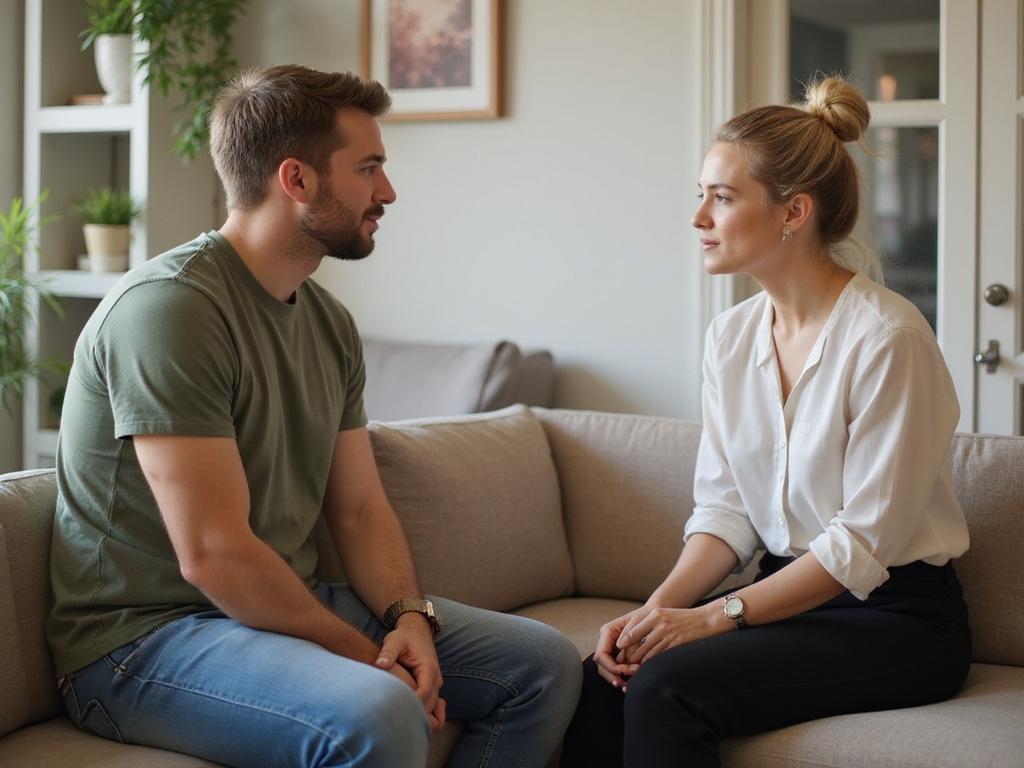 Man asking question in a casual conversation setting