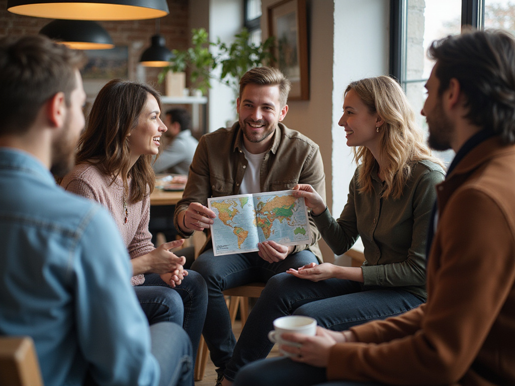 Group discussion about global topics symbolizing Q&A platform