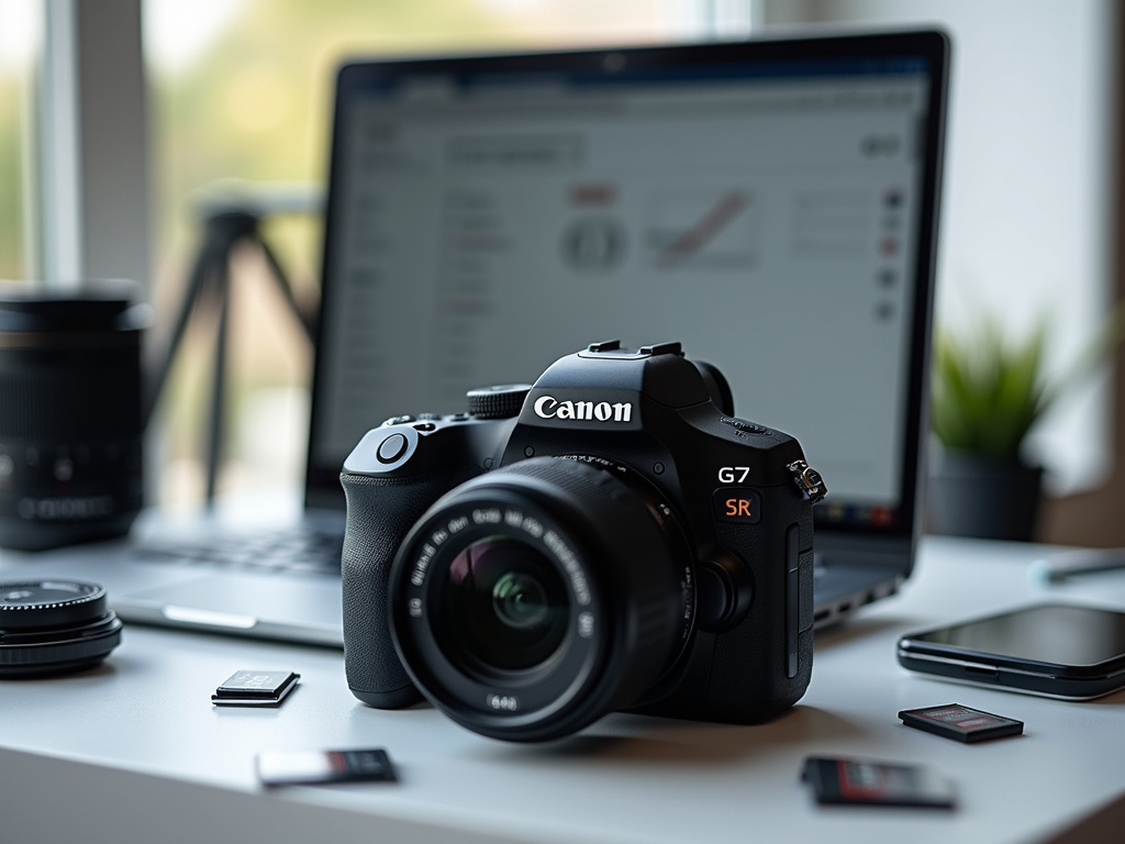 Professional Canon G7X Camera on a Modern Photography Workspace