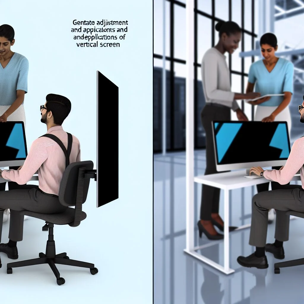 Guide to adjusting vertical computer screens in a modern work environment
