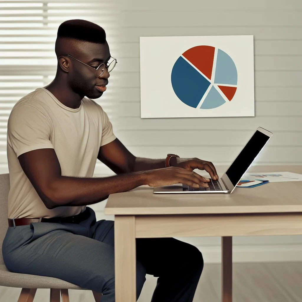Mature adult converting numbers into percentages on laptop