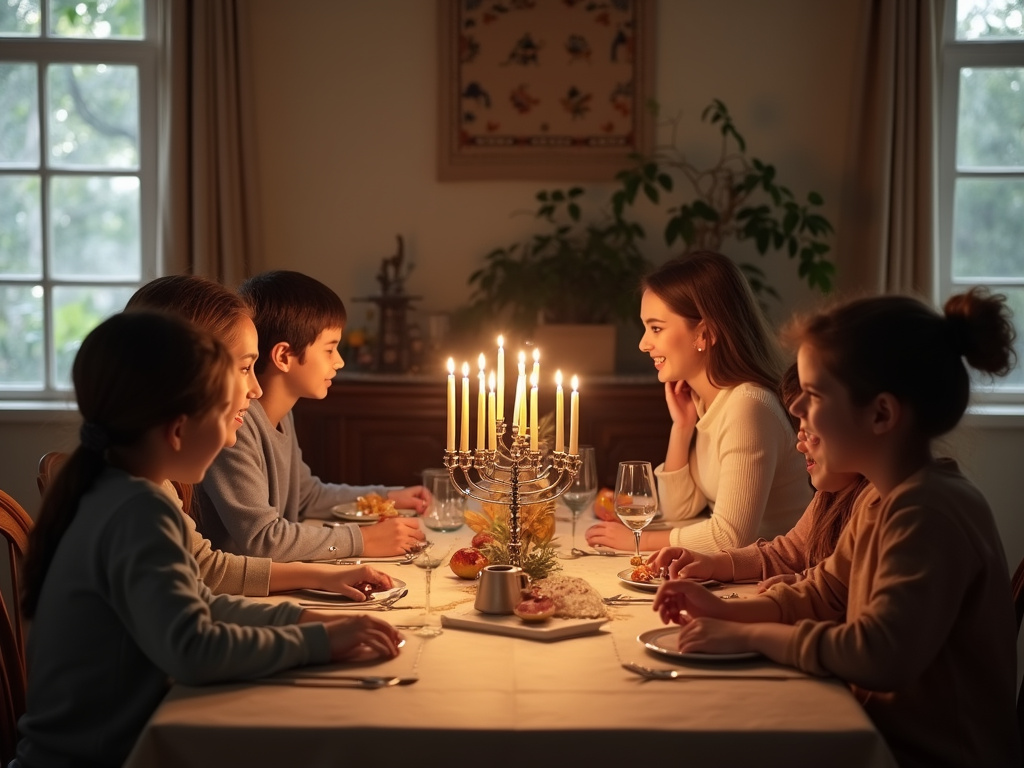 Family discussing מתי ספירת העומר during dinner