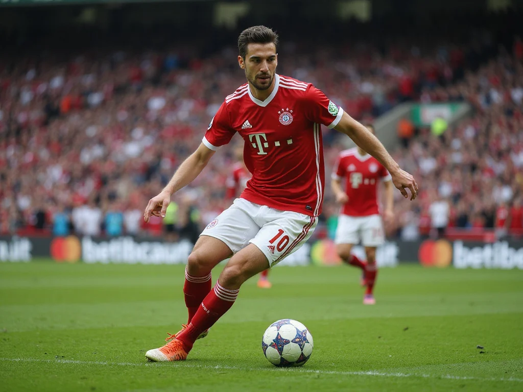Daniel Peretz playing football in a packed Bayern Munich stadium