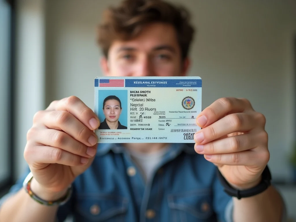 Person holding driving license highlighting license number location