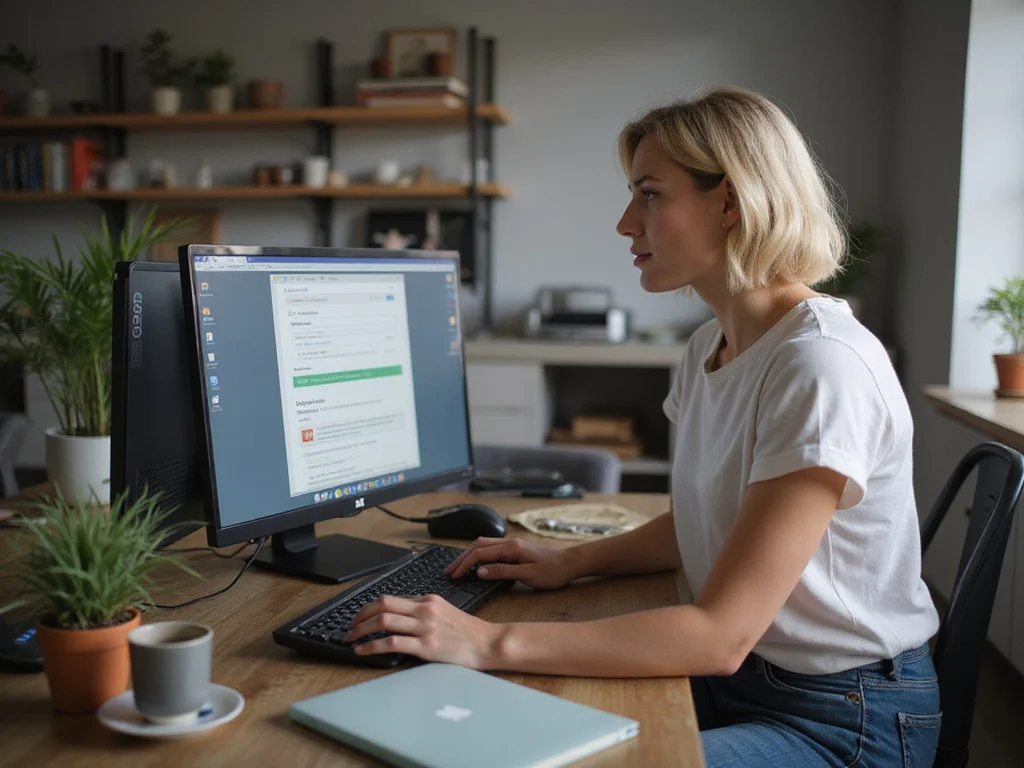 Adult searching online for lost device on home computer