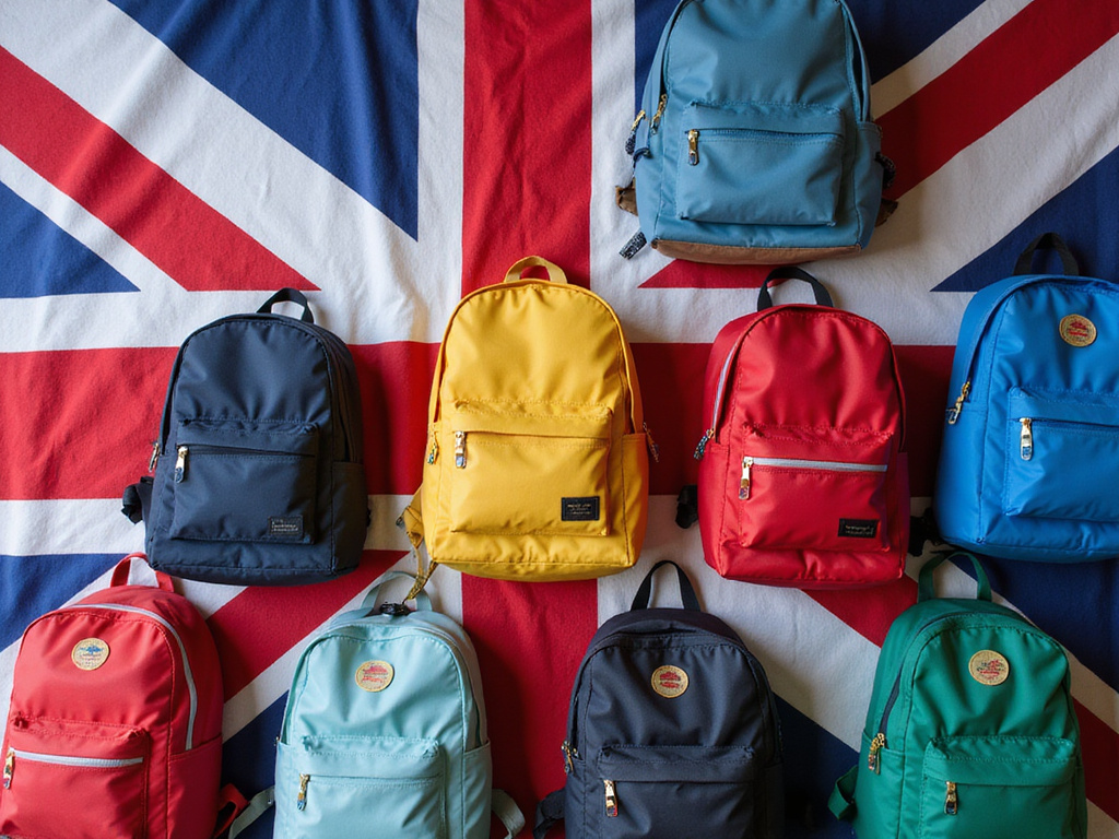 Variety of high quality, well-organized תיק גן on UK and US flag backdrop