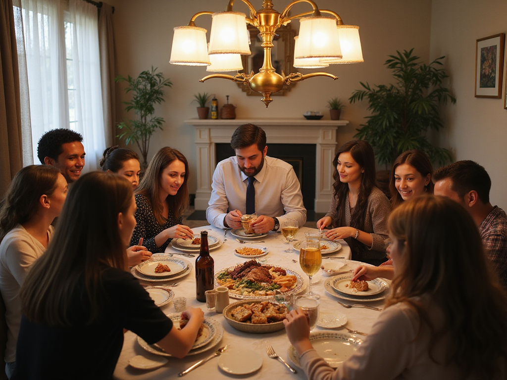 Diverse guests offering gifts at traditional Jewish Bris ceremony