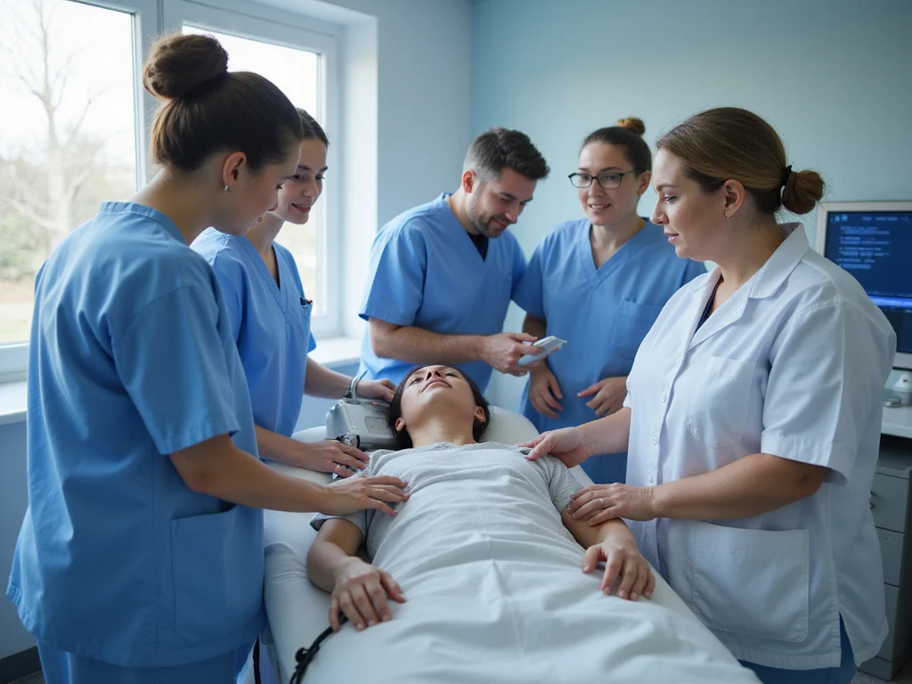Medical team performing cardiac ultrasound at modern כללית facility