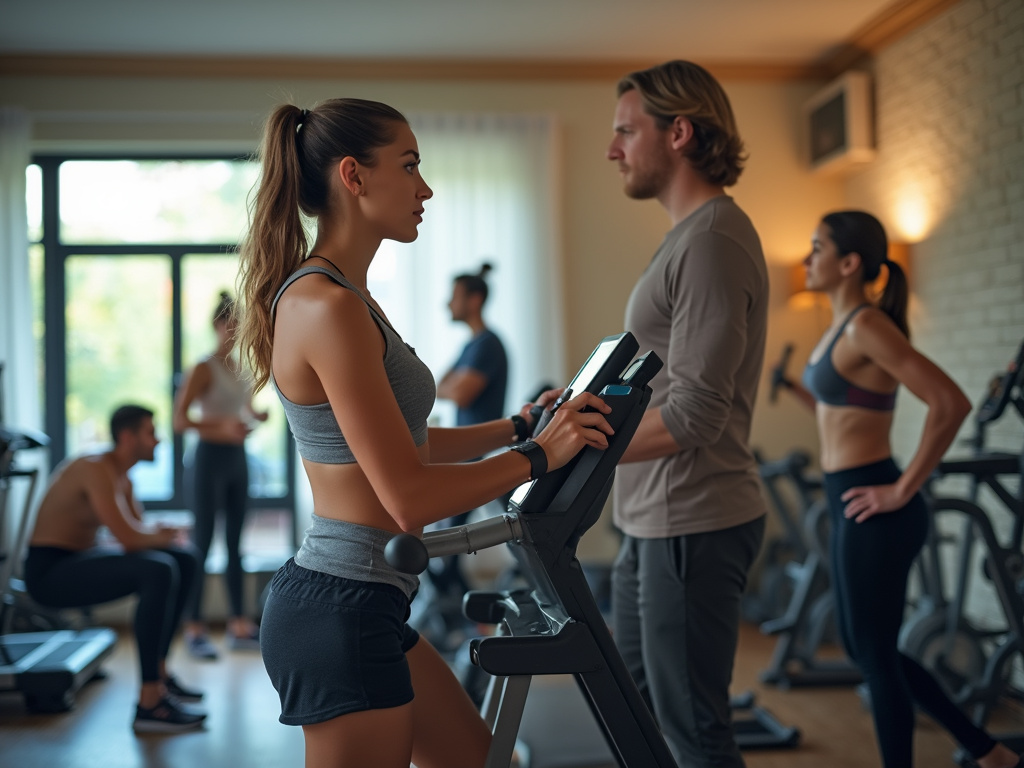 הליכון כושר ביתי עומד במול אימון בחדר הכושר
