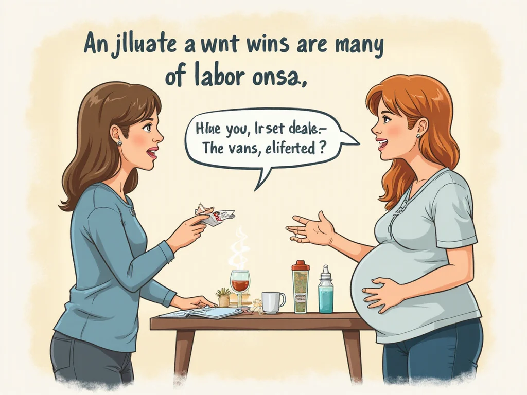 Western characters discussing labor onset signs on Q&A platform