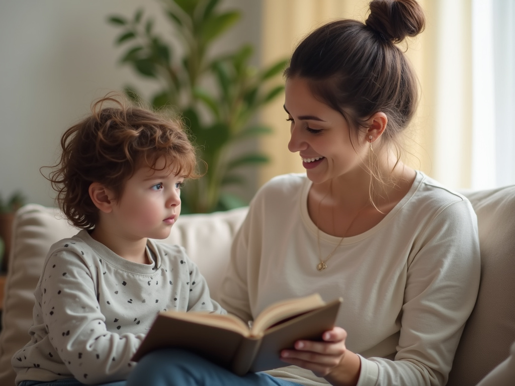 מוסברת לילד כיצד באים ילדים לעולם בסביבה שקטה