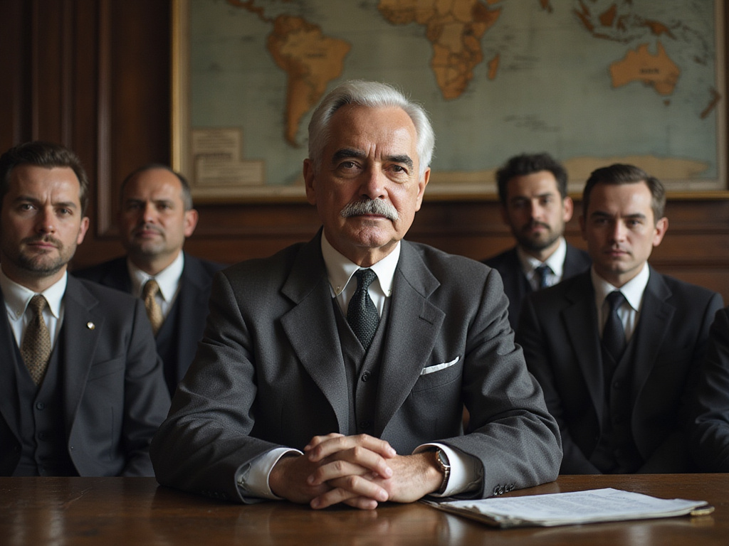 David Ben-Gurion handling declaration opposition in solemn meeting room