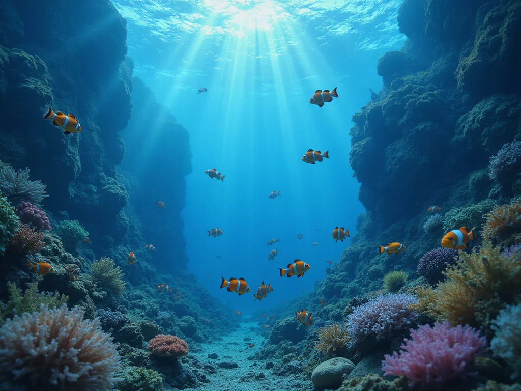 Underwater scene depicting how fish sleep, focusing on a resting clownfish.