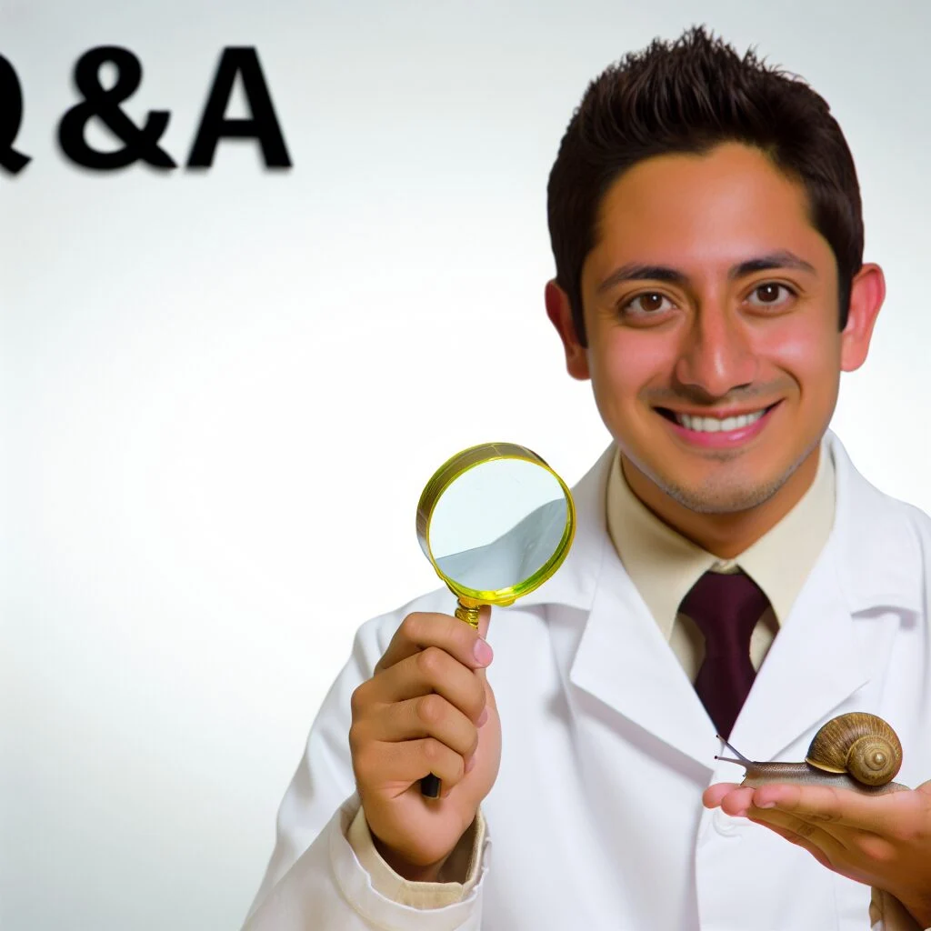 Scientist studying snail creation process for educational blog