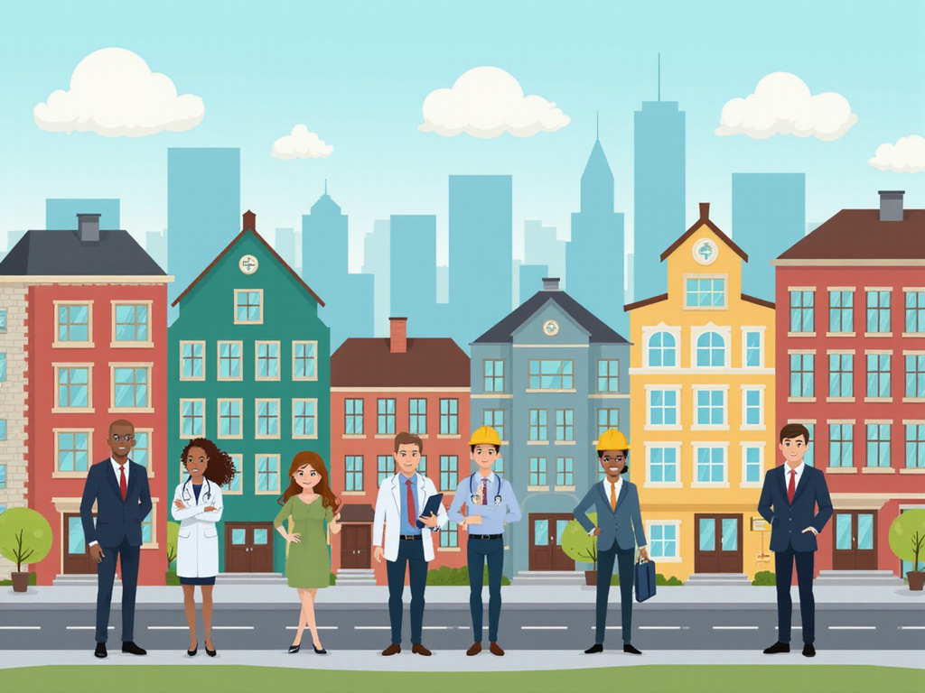 Urban municipal classification and governmental resources allocation illustration