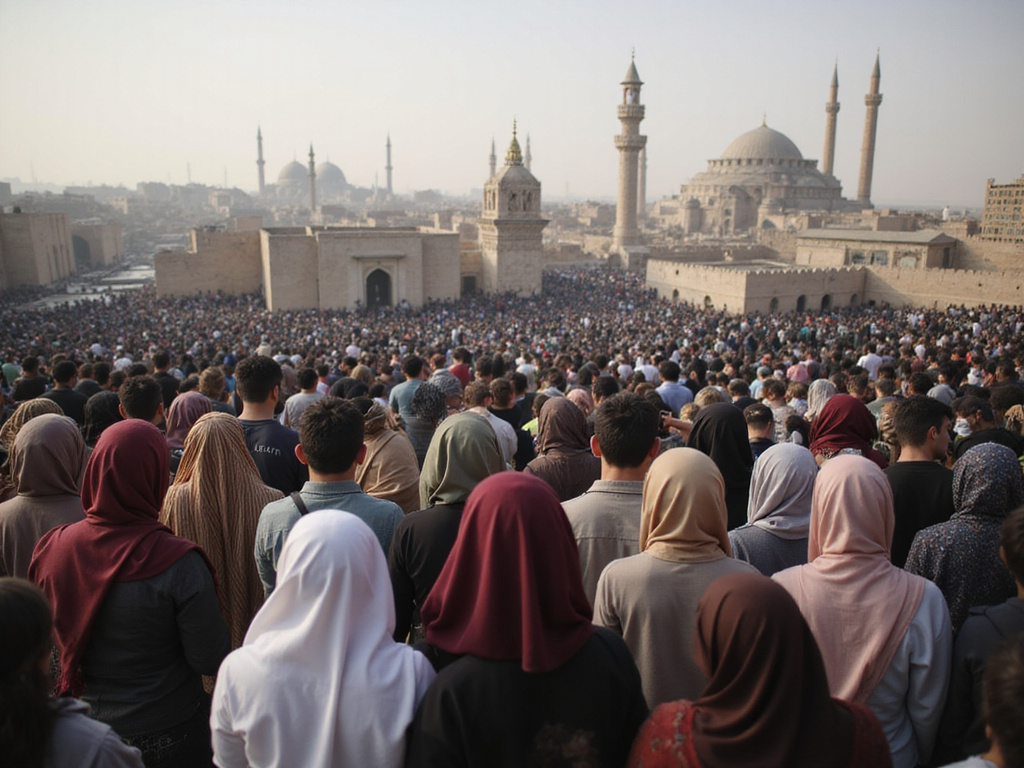 Diverse group in modern attire with Syrian landmarks, discussing Druze population.