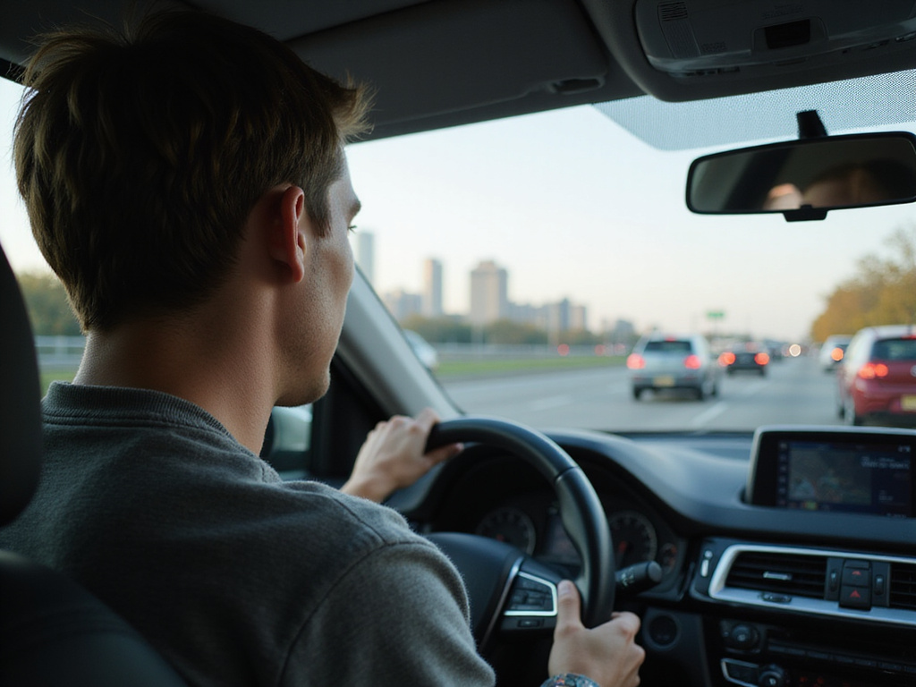 Distracted driver reacting to road events in a Western city