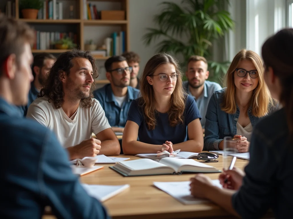 Diverse group discussing צלופחים proliferation in a Q&A session
