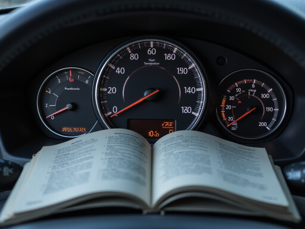 Car dashboard engine temperature gauge indicating high temperature