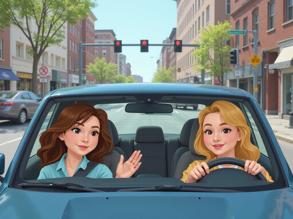 Diverse drivers practicing safe driving according to traffic rules