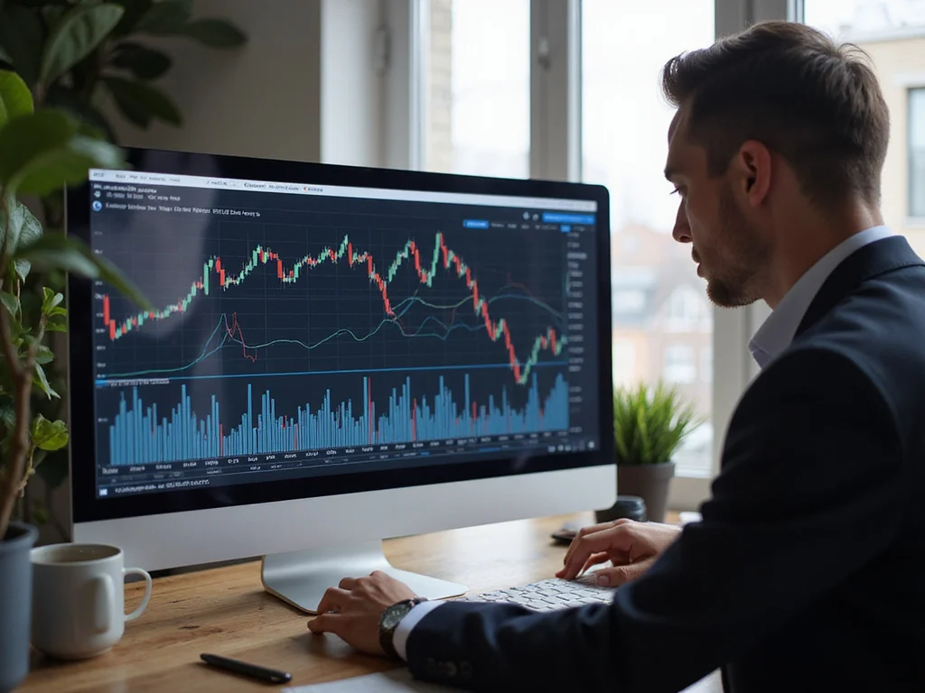 Guide to buying mutual fund, Caucasian man analysing stock trends