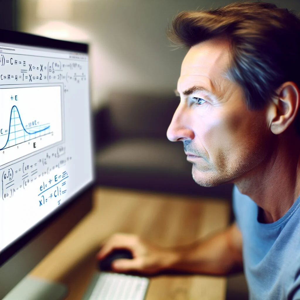 Adult male learning how to cut 'e' on a digital platform