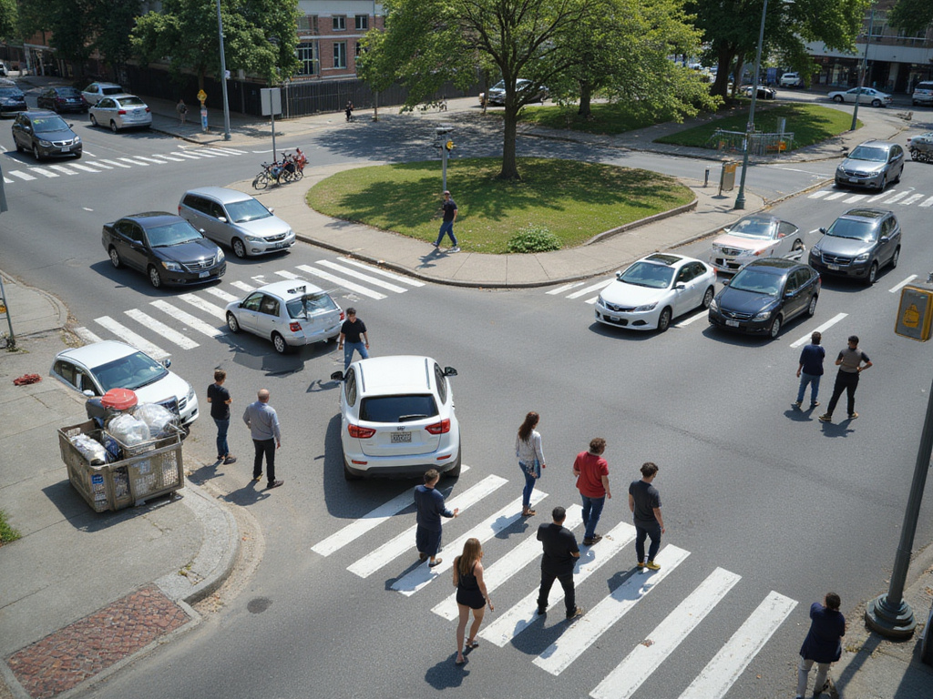 Traffic junction showing correct behavior after the traffic light in western city