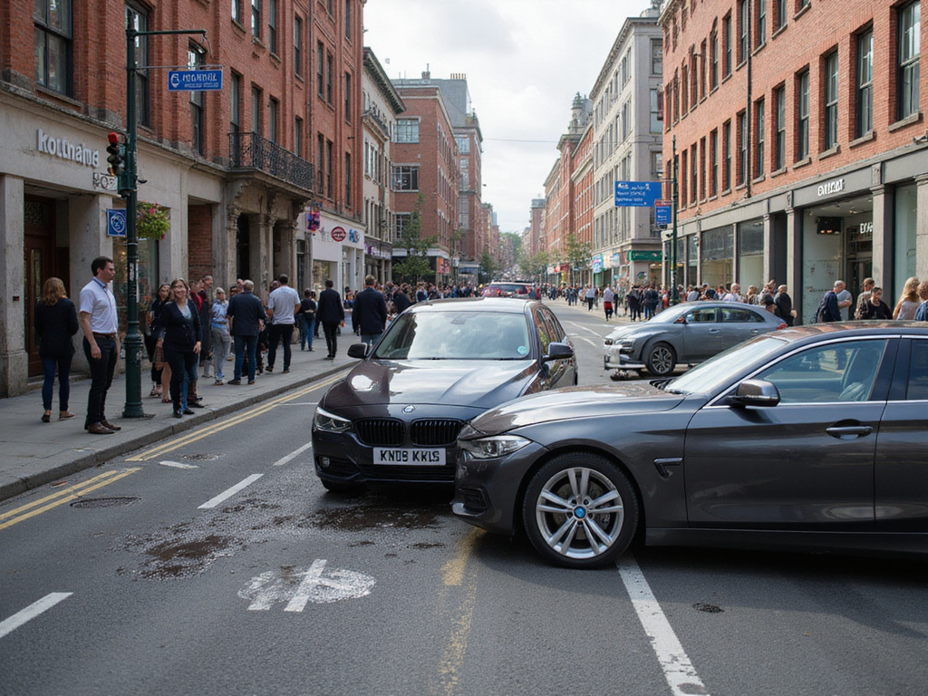 Car accident property damage with involved parties discussing calmly