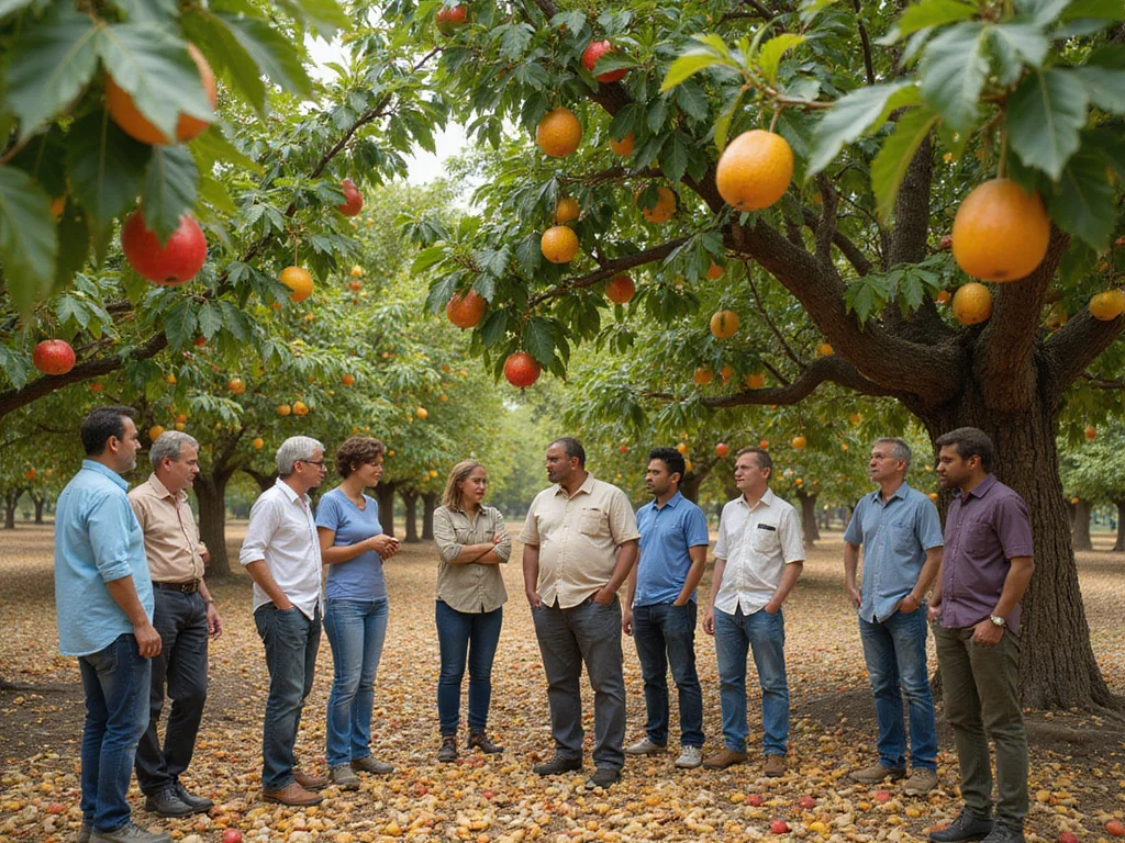 Western individuals observing how cashew איך גדל קשיו in vibrant orchard.