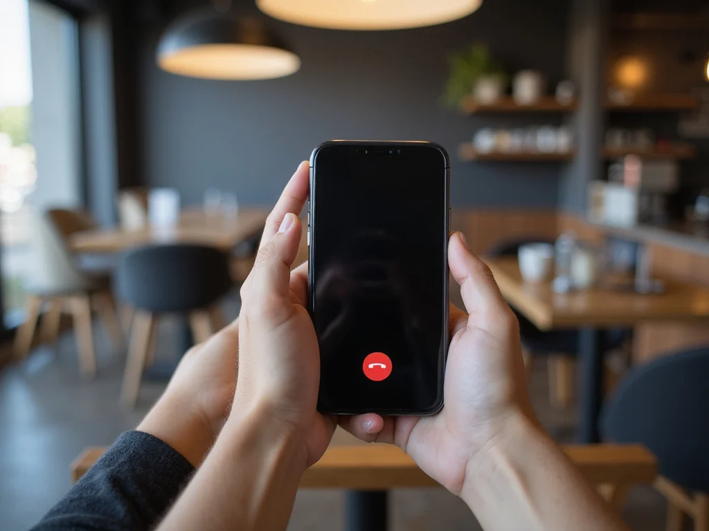 iPhone user making an anonymous call in a Western setting