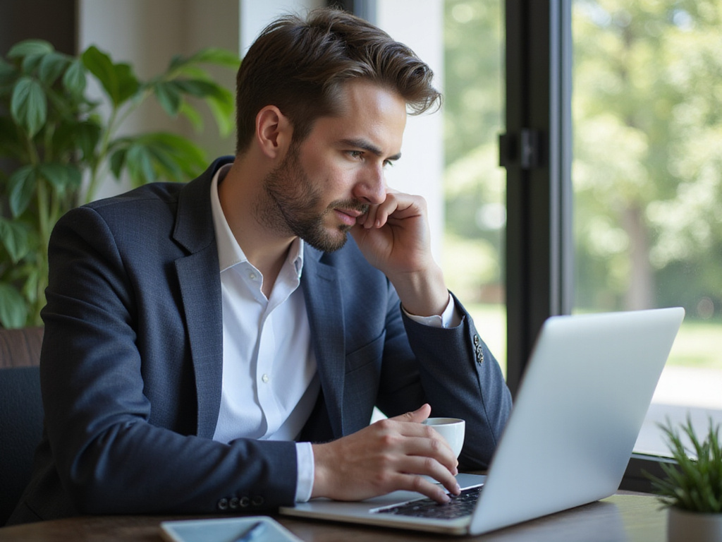 Man in business casual contemplating how to invest 5000 shekels
