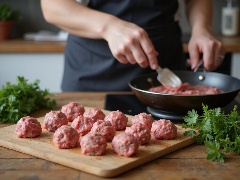 Preparing tender meatballs in a modern western kitchen