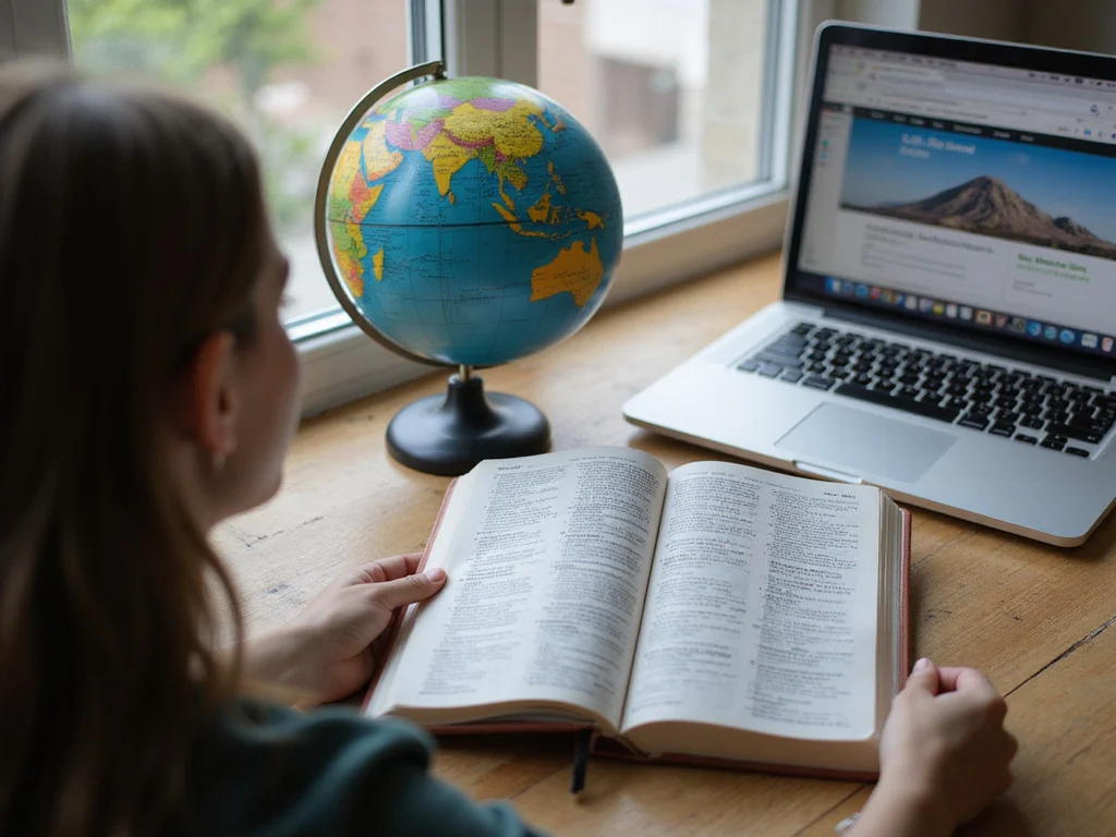 איך רושמים ישראל באנגלית scene with dictionary and globe