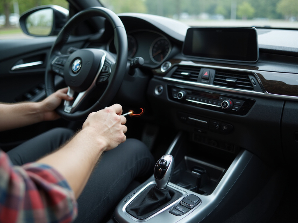 הדלקת מנוע רכב אוטומטי בתוך תמונה פוטוריאליסטית