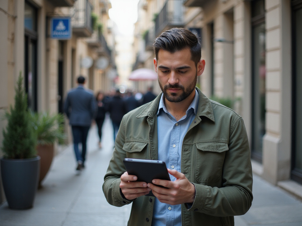 Person in Israel using digital device to learn how to invest in stocks