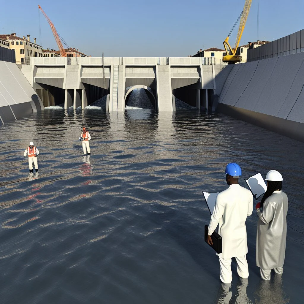 Engineers working on major flood protection project in Venice