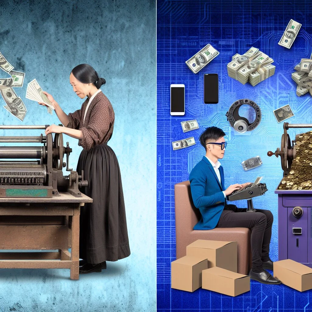 Vintage and modern money creation process איך המציאו את הכסף טקסט