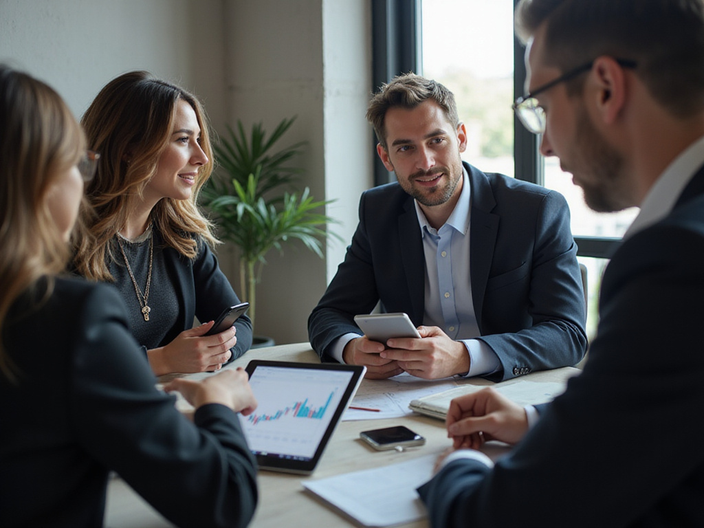 Diverse professionals discussing how to invest in S&P 500 index