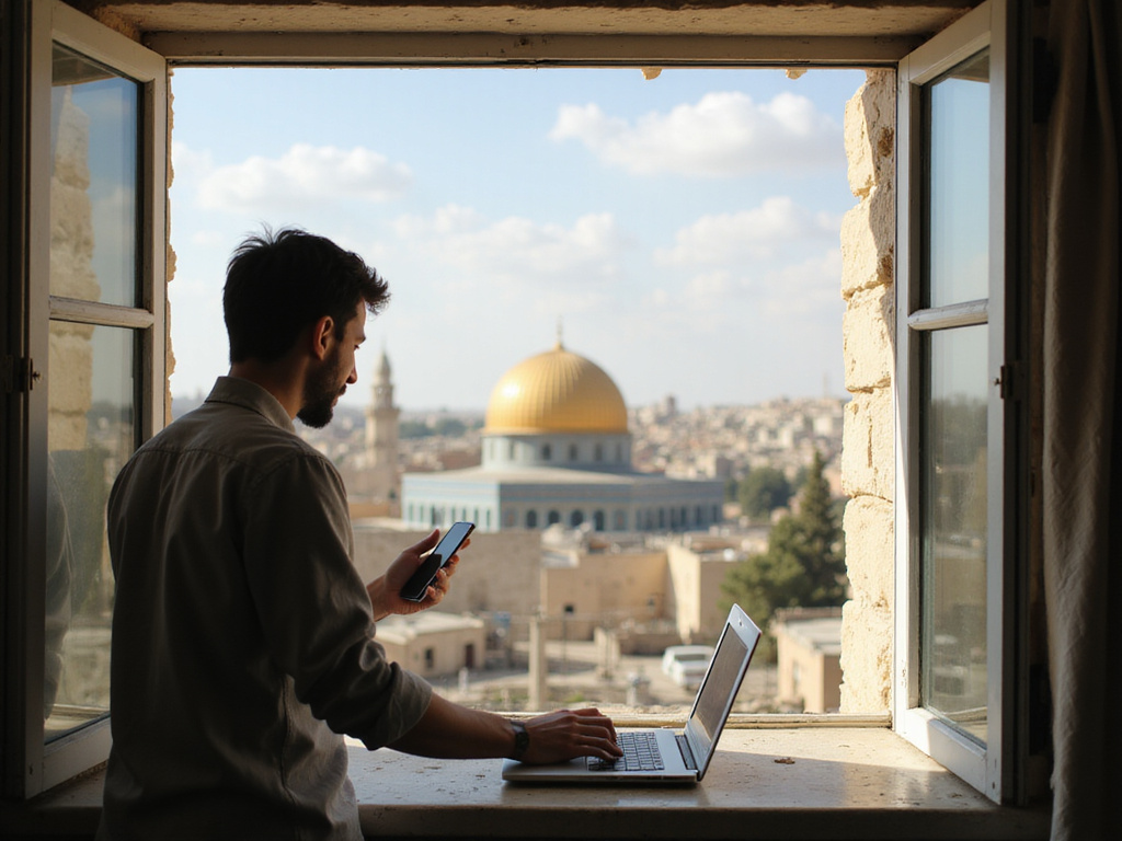 Jerusalem weather guide displayed on laptop screen