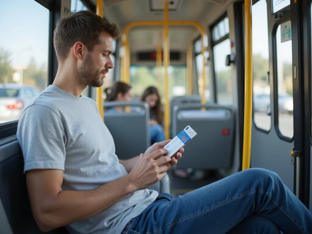 Western male charging Rav Kav card on public transport