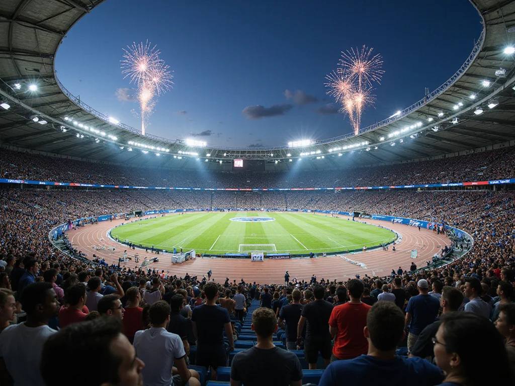 Modern stadium filled with diverse spectators for upcoming Olympics