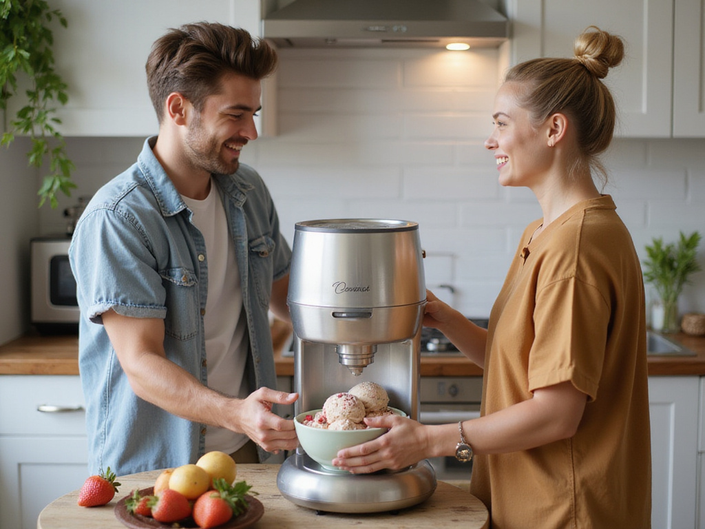 נינגה קרימי ice cream maker in a modern home kitchen setting