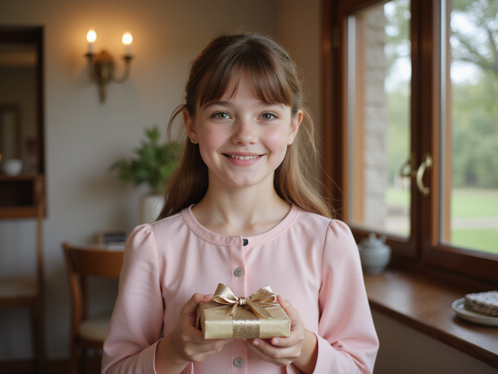 Joyful bat mitzvah celebration with stylish, modest girl