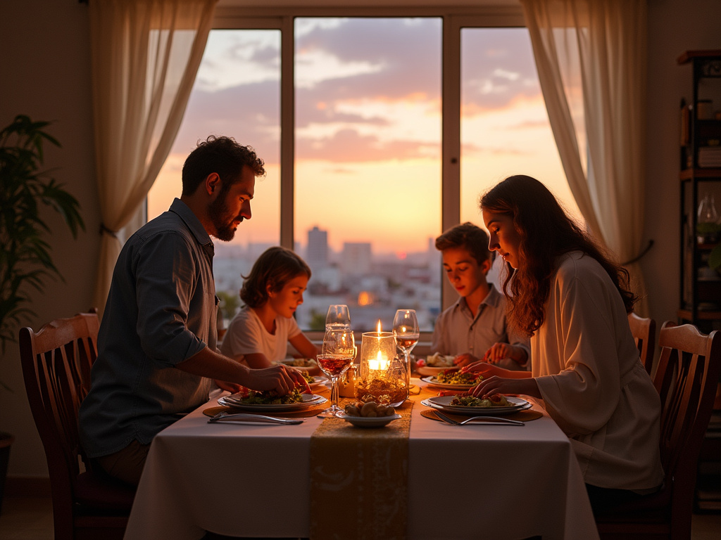 Preparing for Shabbat evening scene in Netanya, Israel